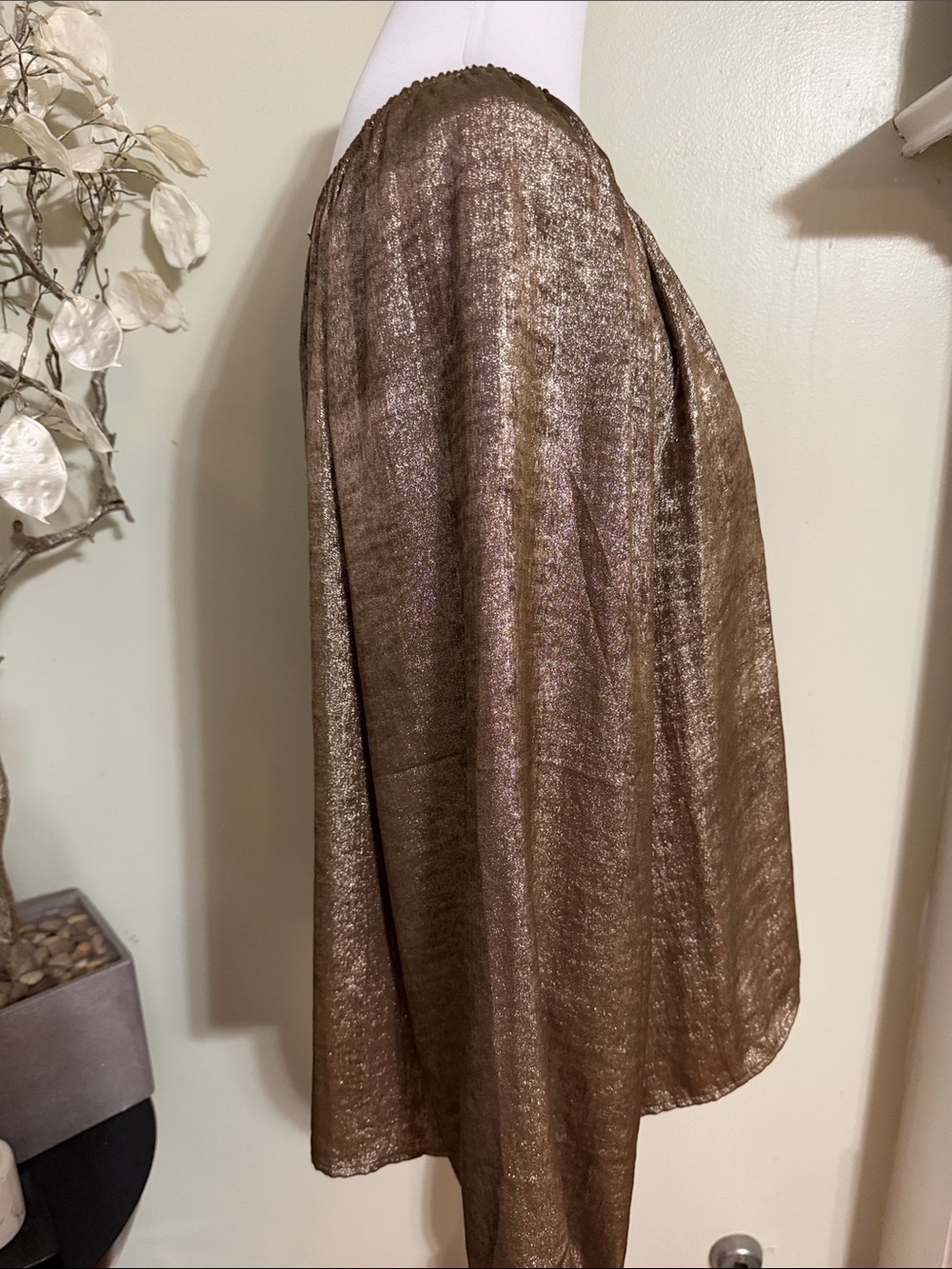 LOFT Metallic Bronze Off-Shoulder Blouse - Picture 4 of 5